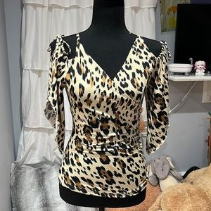 Ruble snap leopard print blouse.